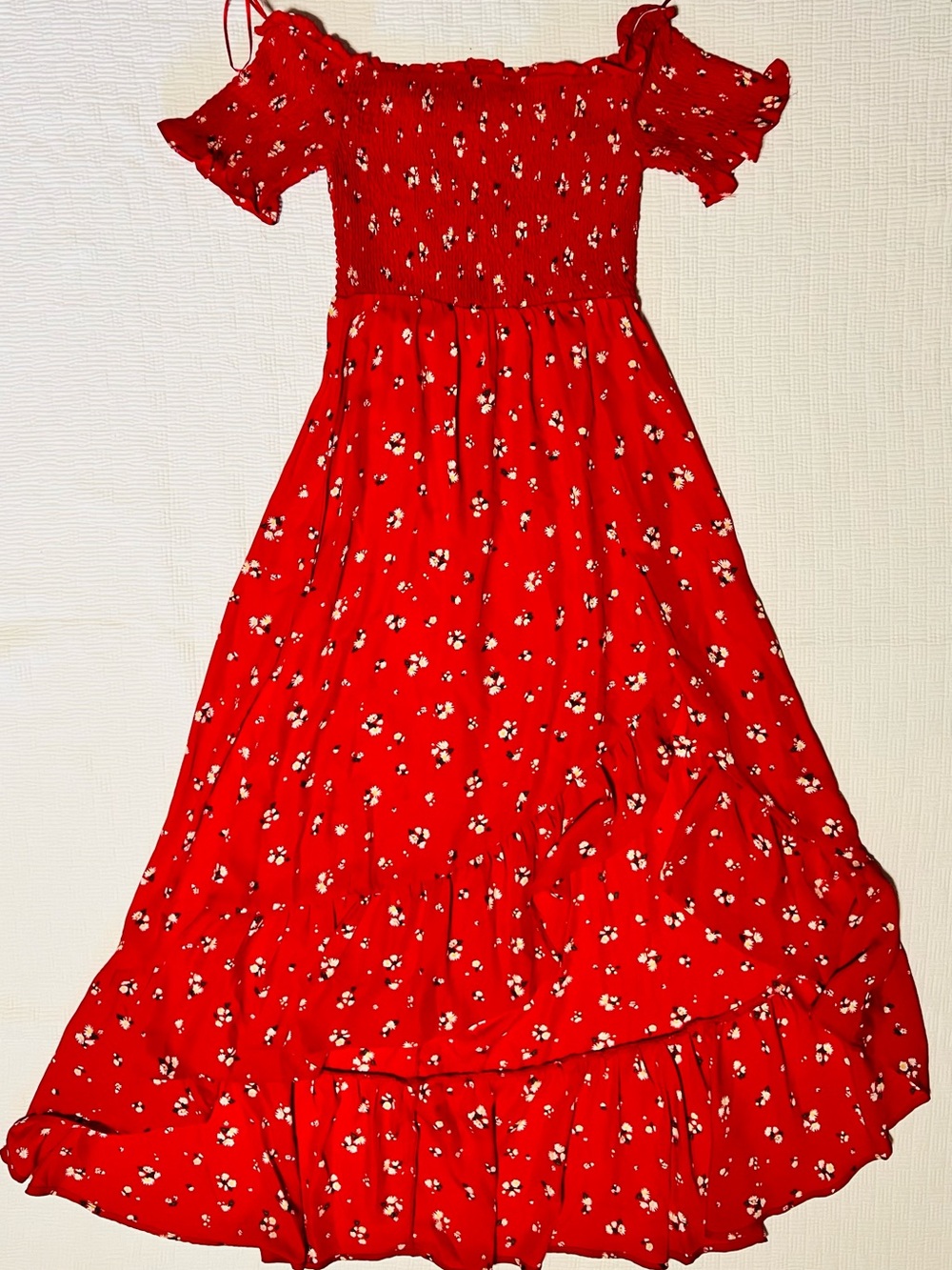 mi ami Red Floral Off-Shoulder Maxi Dress